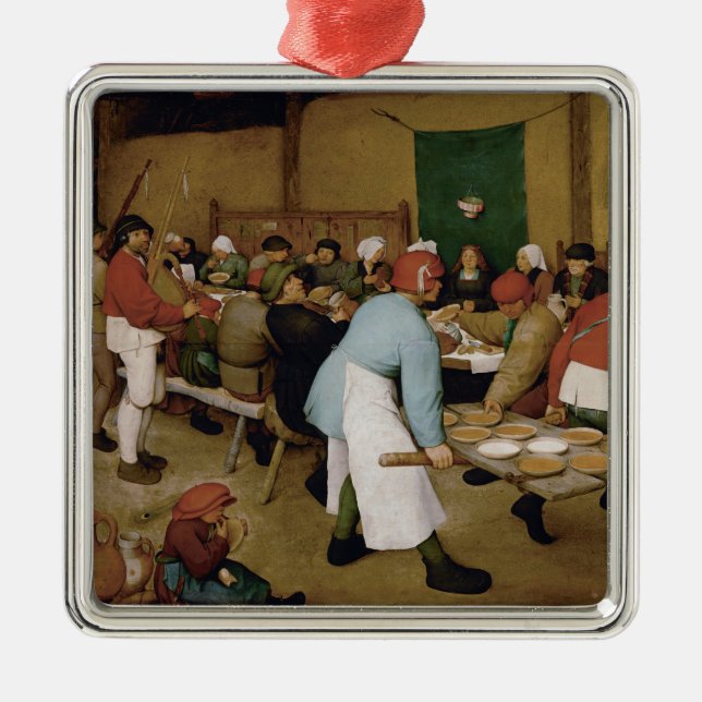 The Peasant Wedding by Pieter Bruegel the Elder Metal Tree Decoration (Front)