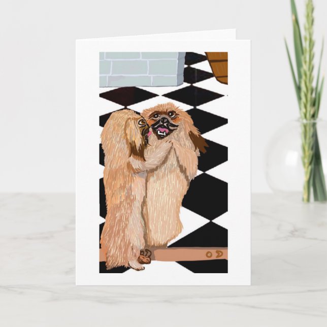 The Pekingese And The Mirror Card (Front)