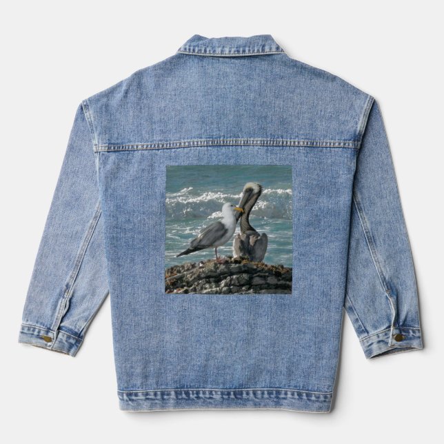 The Pelican and His Gull! Denim Jacket (Back)