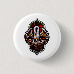 The Pelican in Her Piety Eucharistic Symbol 3 Cm Round Badge