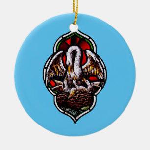 The Pelican in Her Piety Eucharistic Symbol Ceramic Tree Decoration