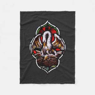 The Pelican in Her Piety Eucharistic Symbol Fleece Blanket