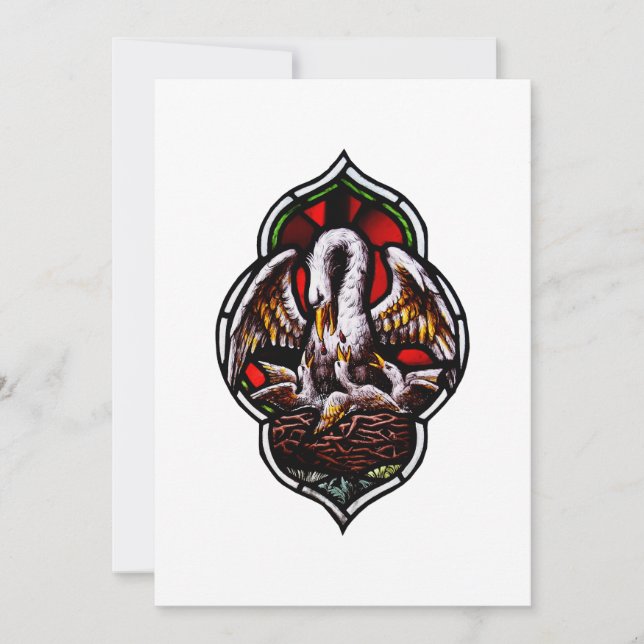 The Pelican in Her Piety Eucharistic Symbol Holiday Card (Front)