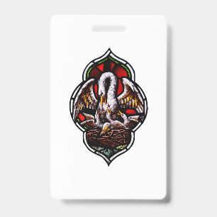 The Pelican in Her Piety Eucharistic Symbol ID Badge