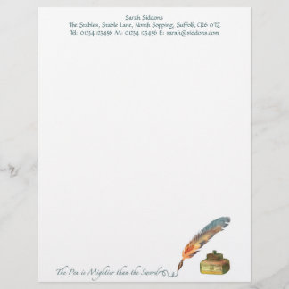 The Pen is Mightier than the Sword Stationery Customised Letterhead