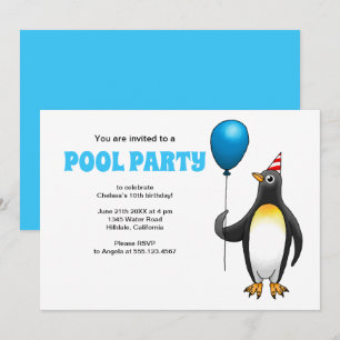 The penguin and the blue balloon invitation