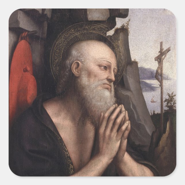 The Penitent St. Jerome Square Sticker (Front)