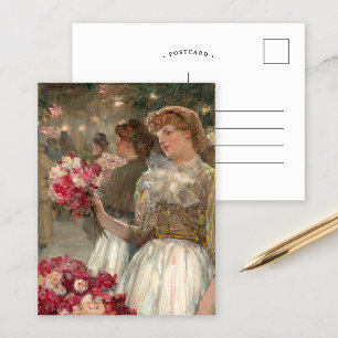 The Peony Girl   Childe Hassam Postcard