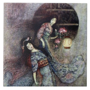 “The Peony Lantern” by Warwick Goble Tile