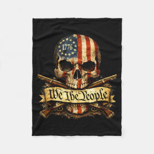 The People 1776 Patriotic Skull Aamerican Flag Dom Fleece Blanket