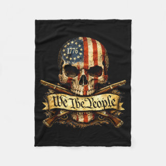 The People 1776 Patriotic Skull Aamerican Flag Dom Fleece Blanket