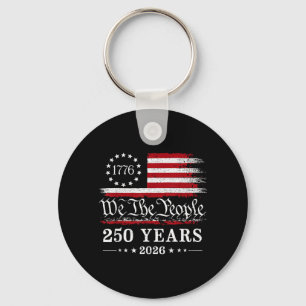 The People 250 Years 1776 2026 American Flag Key Ring