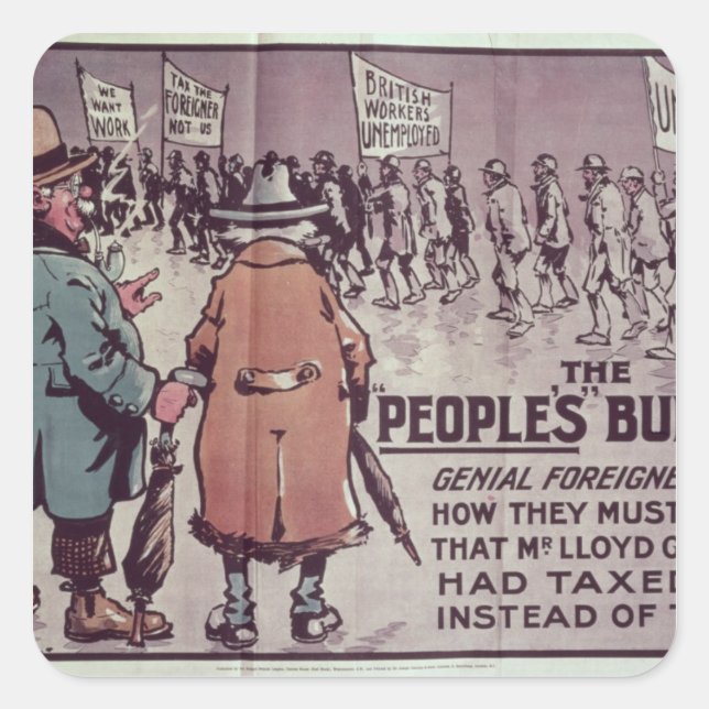 The People's Budget', 1909 Square Sticker (Front)