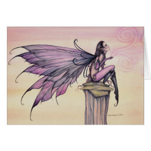 The Perch Purple Fairy Fantasy Watercolor Art