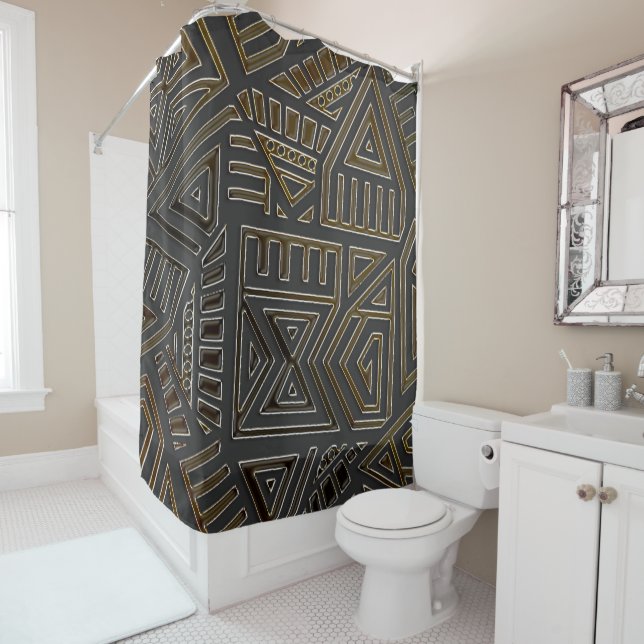 The Perfect African Masculine Male Motif Shower Curtain (In Situ)