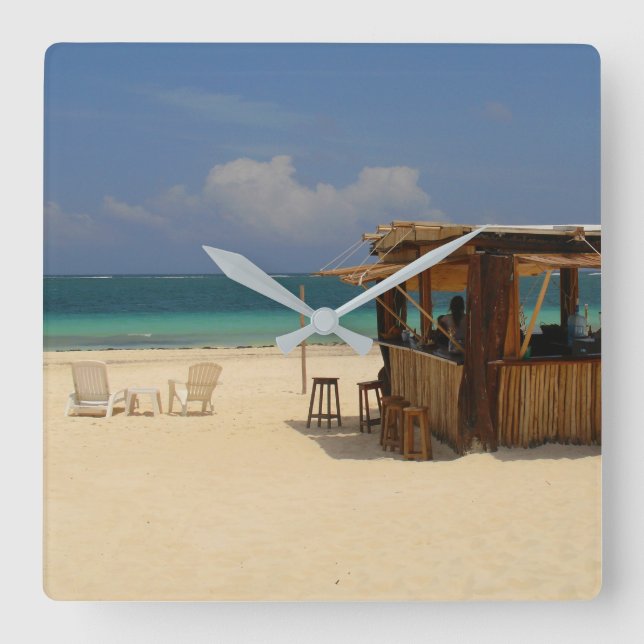 The Perfect Beach Bar Square Wall Clock (Front)
