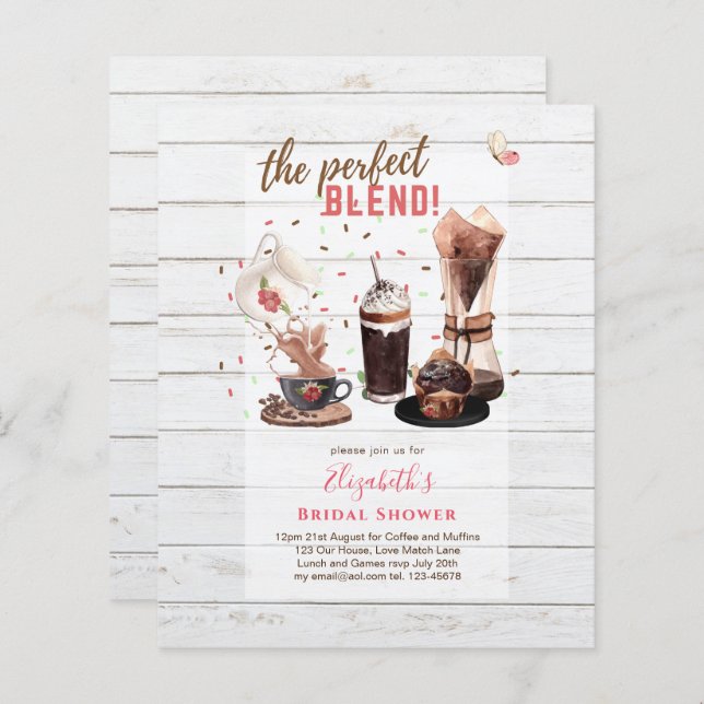 The Perfect Blend BRIDAL SHOWER Invitations COFFEE (Front/Back)
