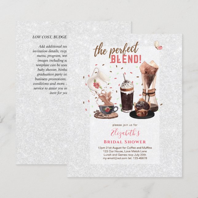 The Perfect Blend BRIDAL SHOWER Invitations COFFEE (Front/Back)