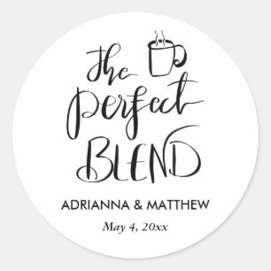 The Perfect Blend Calligraphy Wedding Favour  Classic Round Sticker