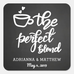 The Perfect Blend Chalkboard Vintage Wedding Favou Square Sticker