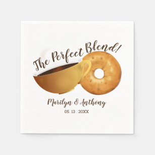 The Perfect Blend Coffee and Bagel   Wedding Napkin