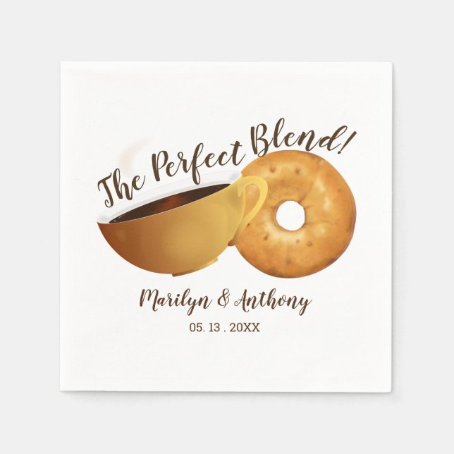 The Perfect Blend Coffee and Bagel | Wedding Napkin (Front)