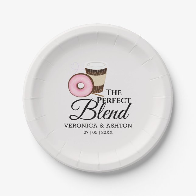 The Perfect Blend Coffee and Doughnut | Wedding Paper Plate (Front)
