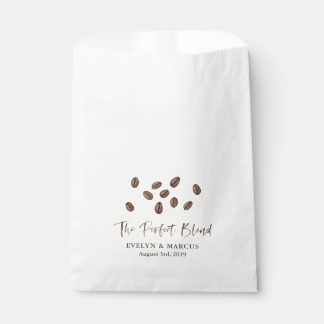 The Perfect Blend Coffee Beans Wedding Paper Favour Bags (Front)