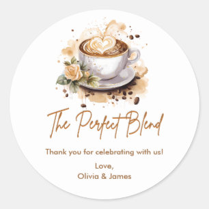 The Perfect Blend Coffee Thank You Couples Shower  Classic Round Sticker