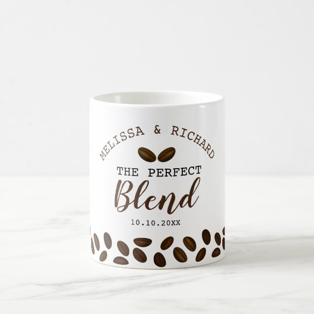 The Perfect Blend Coffee Theme Wedding Favour Mug (Center)