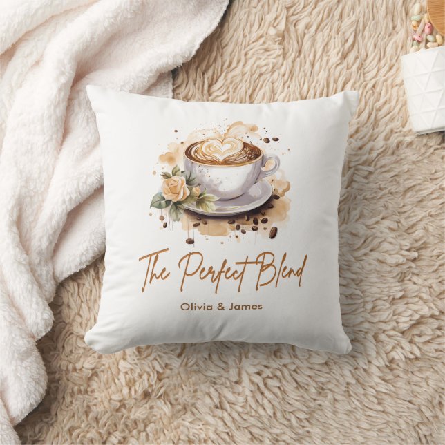 The Perfect Blend Coffee Themed Couples Shower  Cushion (Blanket)
