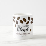 The Perfect Blend Coffee Wedding Coffee Mug<br><div class="desc">Trendy and unique coffee wedding favour mug designed with coffee beans  . Personalise with bride and groom names and wedding date.</div>