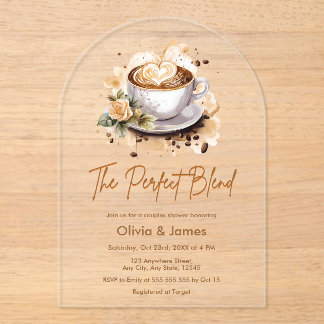 The Perfect Blend Coffee Wedding Couples Shower Acrylic Invitations