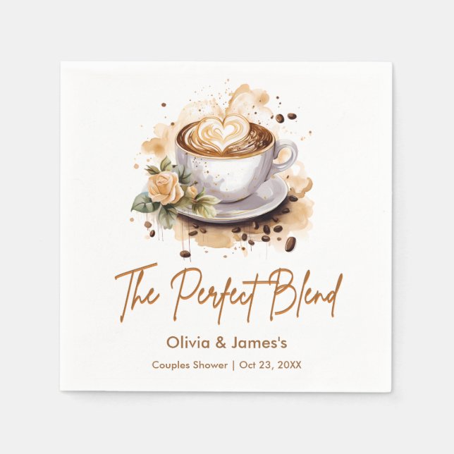 The Perfect Blend Coffee Wedding Couples Shower   Napkin (Front)
