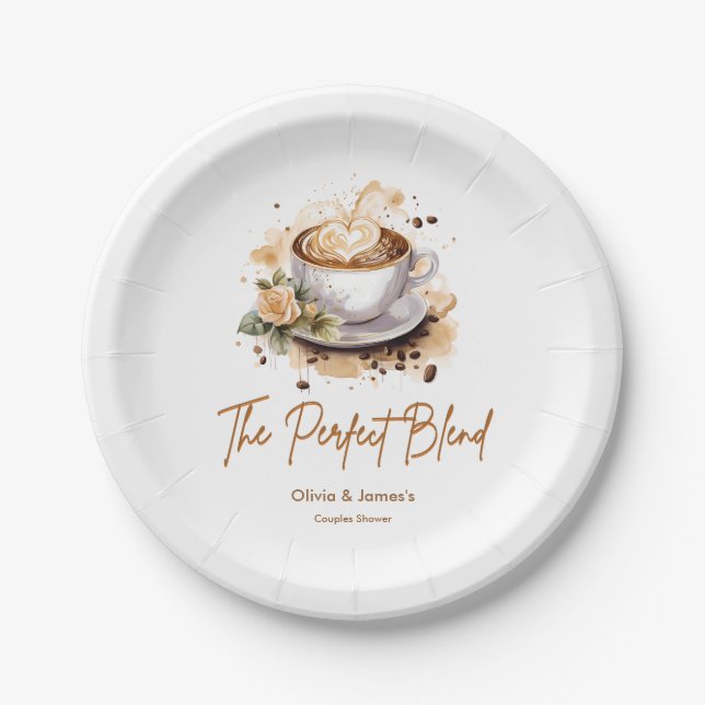 The Perfect Blend Coffee Wedding Couples Shower  Paper Plate (Front)