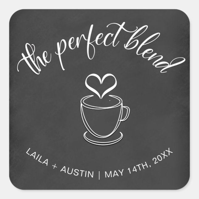 The Perfect Blend Coffee Wedding Favour Sticker (Front)