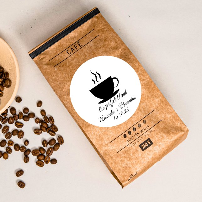 The Perfect Blend Coffee Wedding Thank You Classic Round Sticker (The Perfect Blend Coffee Wedding Thank You Classic Round Sticker)