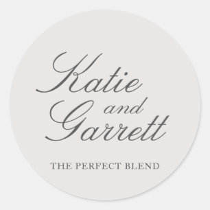 The Perfect Blend Elegant Grey Wedding Favour Classic Round Sticker