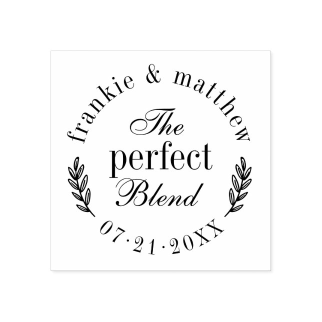 The Perfect Blend | Elegant Script Wedding Favour Rubber Stamp (Imprint)