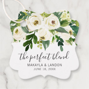 The Perfect Blend Elegant White Floral Wedding Favour Tags
