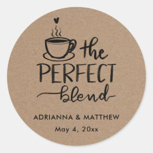 The Perfect Blend Handwritten Kraft Paper Wedding  Classic Round Sticker