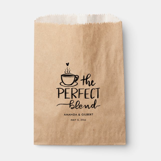 The Perfect Blend Handwritten Script Wedding  Favour Bags (Front)