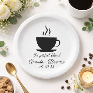 The Perfect Blend Hot Coffee Wedding Paper Plate