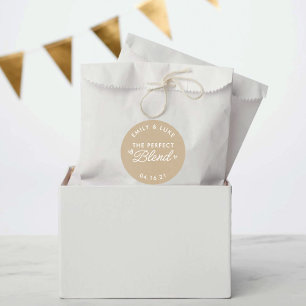 The Perfect Blend Kraft Coffee Wedding Favour Classic Round Sticker