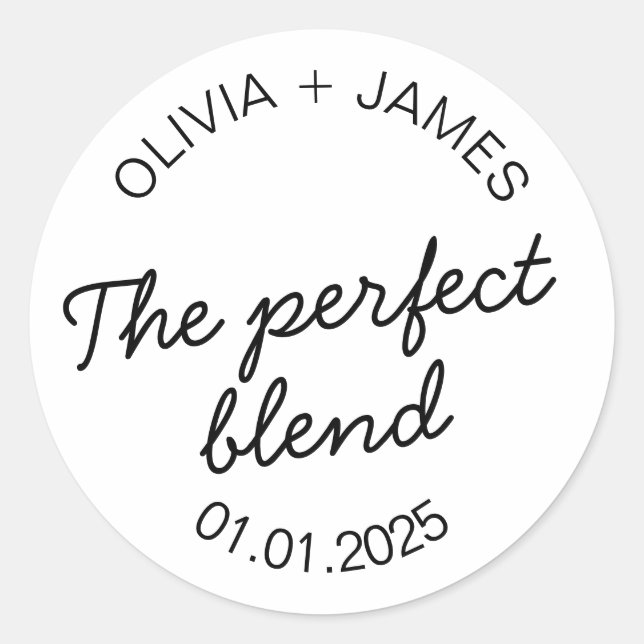 The Perfect Blend Labels | Round White Matte  (Front)