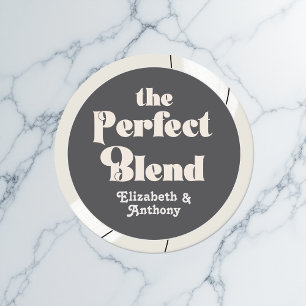 The Perfect Blend Modern Boho Wedding Round Paper Coaster