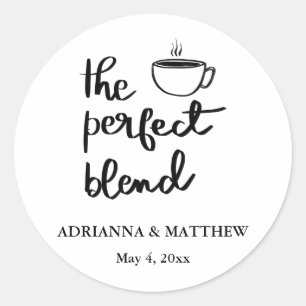 The Perfect Blend Modern Coffee Wedding Favour  Classic Round Sticker