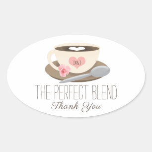 The Perfect Blend Monogrammed Coffee Cup Oval Sticker
