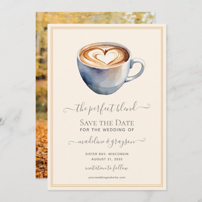 The Perfect Blend Photo Coffee  Save The Date (Front/Back)