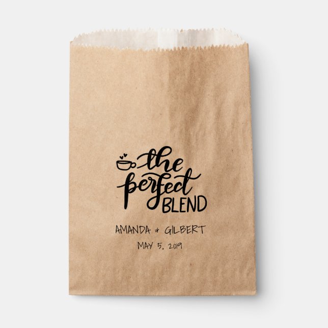 The Perfect Blend Rustic Kraft Paper Wedding Favou Favour Bags (Front)